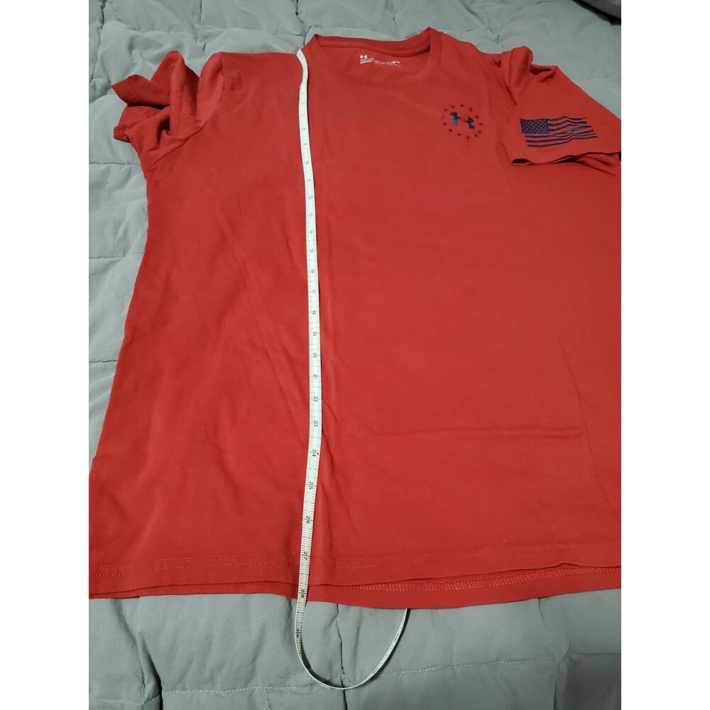 Under Armour HeatGear Shirt Men’s Large Red USA Flag Loose Fit Athletic Tee - Picture 5 of 7